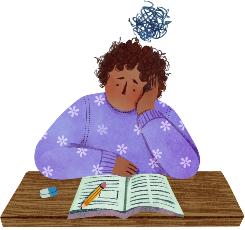 Girl Doing Homework Stressed